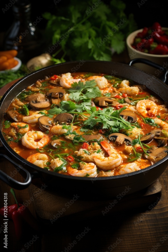 Tom Yum Goong Spicy Shrimp Soup. Best For Banner, Flyer, and Poster
