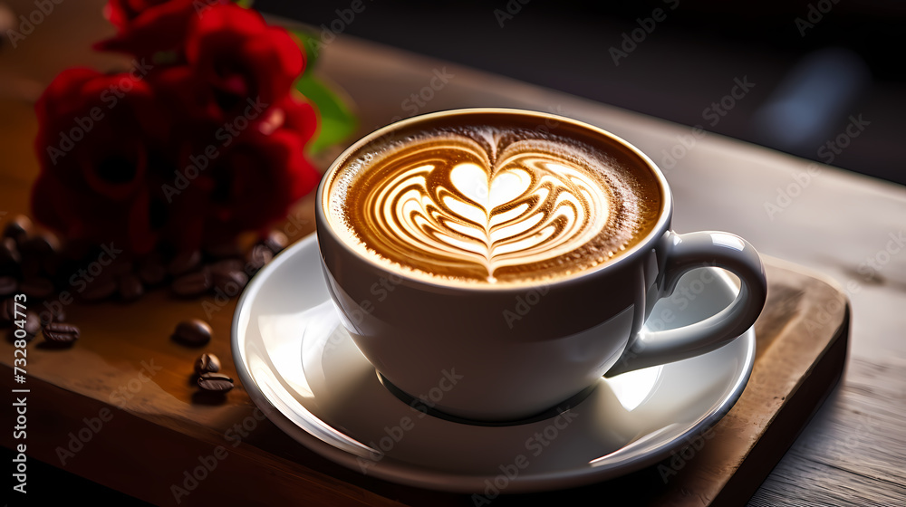 Coffee top view commercial photography, top down view with space for text Coffee top view commercial photography, top down view with space for text