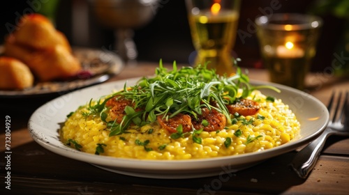 Risotto alla Milanese with Saffron. Best For Banner, Flyer, and Poster