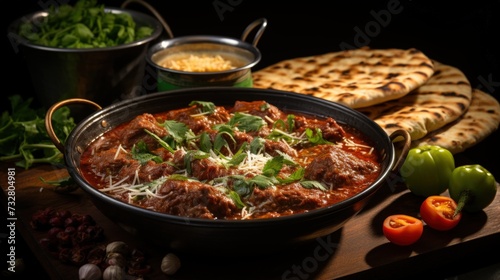 Rogan Josh with Naan. Best For Banner, Flyer, and Poster photo