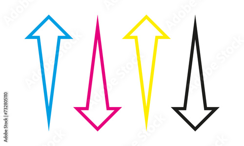 Hollow Up Down CMYK Bursting Arrows