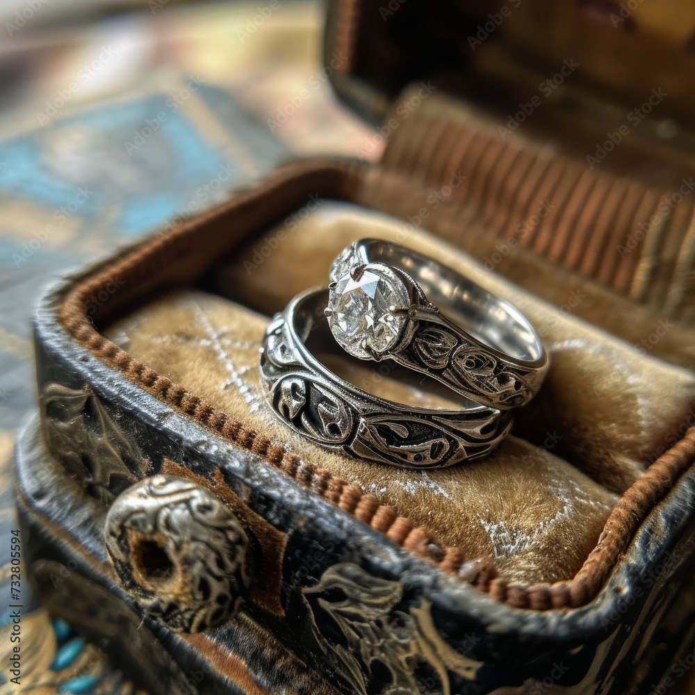 Silver Metal Ring Highlighting Clear Gemstone Center. Silver Metal Ring Highlighting Clear Gemstone Center.