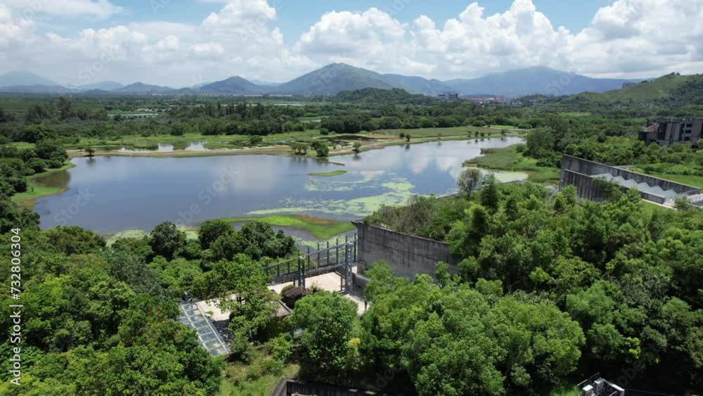Drone Aerial skyview of Wetland Park, Tin Shui Wai, New Territories, Hong Kong Northern Metropolis Development, A Rural Land Town Development Residential Housing Property Construction Project Drone Aerial skyview of Wetland Park, Tin Shui Wai, New Territories, Hong Kong Northern Metropolis Development, A Rural Land Town Development Residential Housing Property Construction Project
