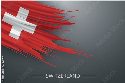 3d grunge brush stroke flag of Switzerland