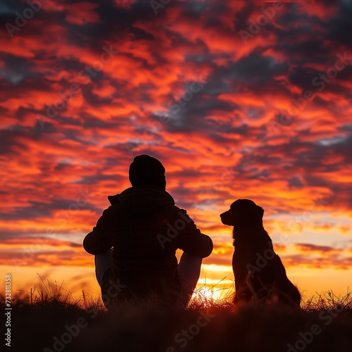 Peaceful Sunset Companionship: Pet and Owner   © Kristian