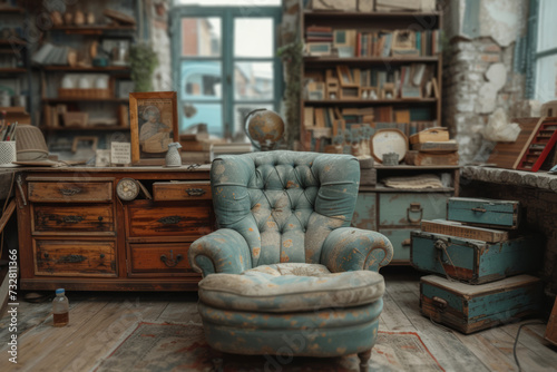 A restoration workshop where enthusiasts restore old furniture and home decor to their former glory. Concept of preservation and appreciation of the past. Generative Ai.