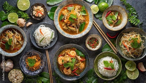Classic Thai dishes top view