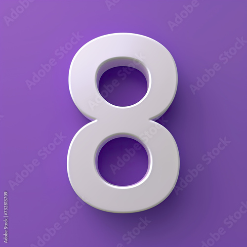 3d white number 8 on purple background