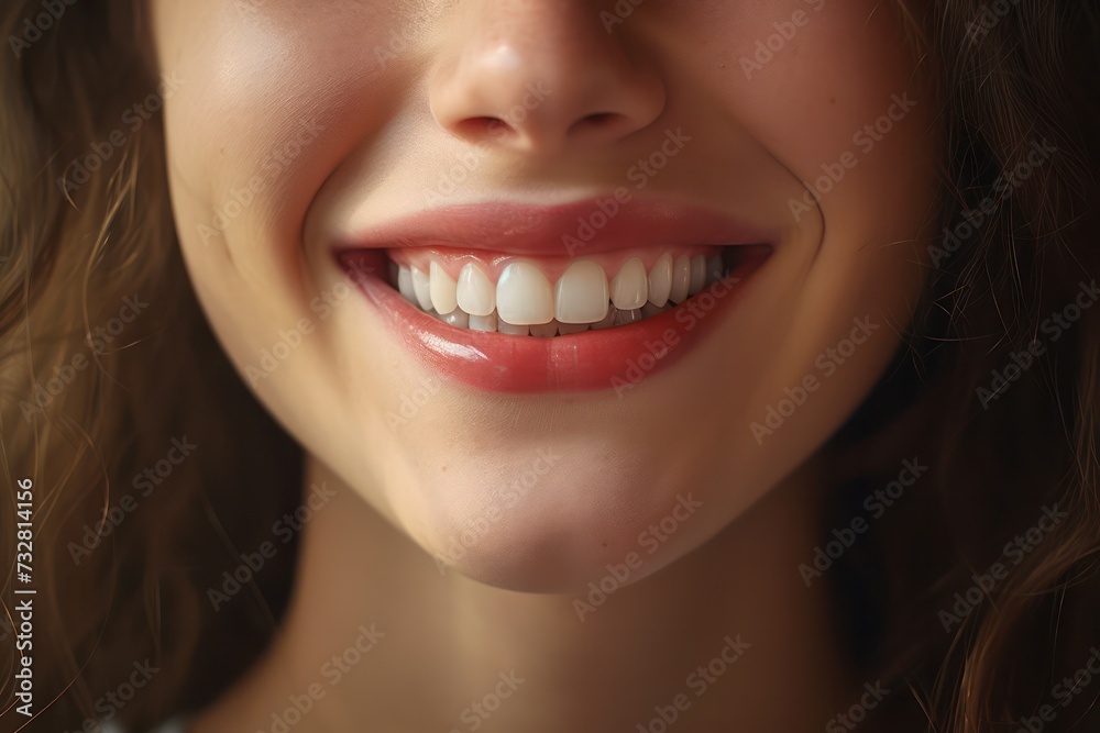 beautiful female smile of a woman with white teeth closeup. Dentist poster for orthodontist and odontology clinic banner. beautiful female smile of a woman with white teeth closeup. Dentist poster for orthodontist and odontology clinic banner.