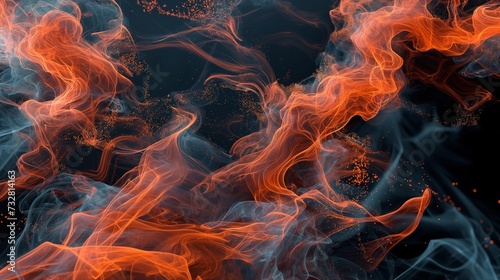 Vivid orange and yellow swirls dance on a dark backdrop in an abstract display photo