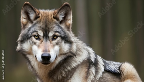 Grey wolf portrait wallpaper 4k with copy-space created with generative ai