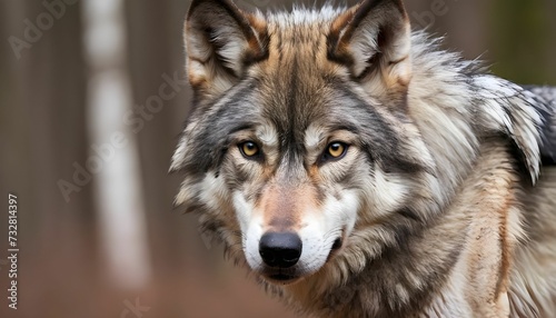Grey wolf portrait wallpaper 4k with copy-space created with generative ai © Chaudhry