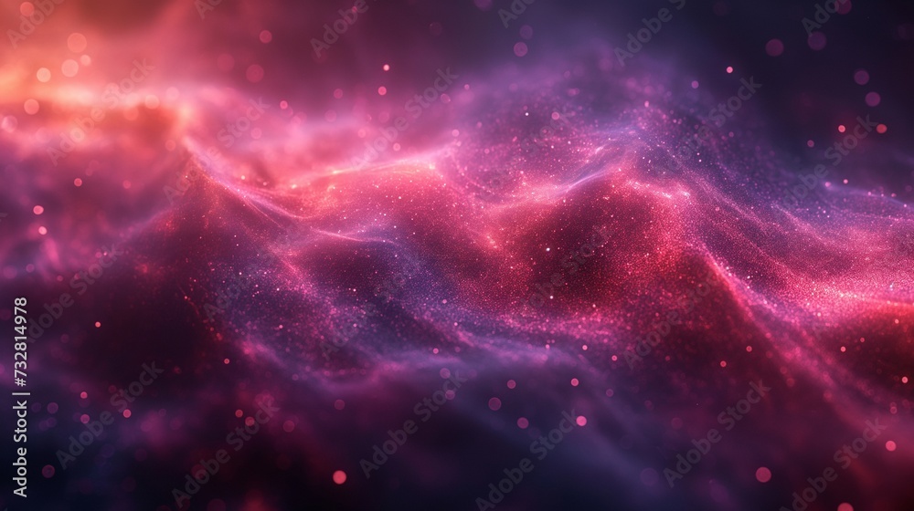 Obraz premium Cosmic nebula wave with a dust of stars in pink and blue