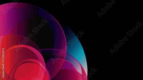 Abstract colorful circles overlapping in a modern design with a black background