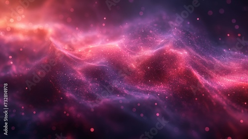 Cosmic nebula wave with a dust of stars in pink and blue