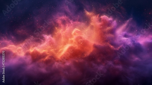 Nebula-like clouds in a cosmic dance of red and purple stardust