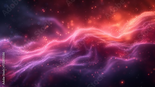 Cosmic nebula wave with a dust of stars in pink and blue