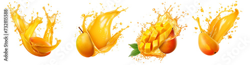 mango in juice splash on transparent background ai generated