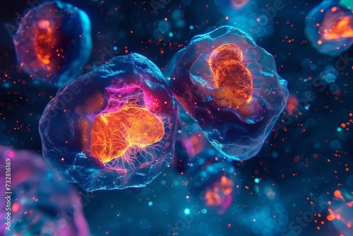 Advancements in cellular therapy and regeneration Depicted through a microscopic view of body cells Highlighting the groundbreaking research in stem cells and medical innovation
