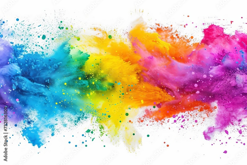 Colorful paint splashes and powder explosions Symbolizing creativity Energy And the vibrant festival of holi On an isolated white background