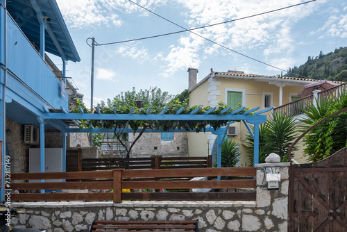 Summer view of village of Agios Nikitas at Lefkada, Greece photo