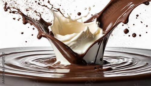 milk and chocolate splash smooth abstract shapes with clipping path 