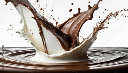 milk and chocolate splash smooth abstract shapes with clipping path 