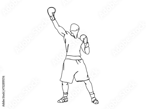 Boxing Player Single Line Drawing Ai  EPS  SVG  PNG  JPG zip file