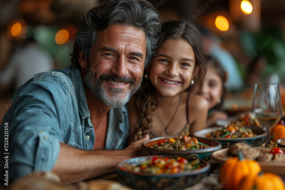 A candid photo of a multi-generational family enjoying a meal together, showcasing familial bonds across ages. Concept of family diversity and intergenerational relationships. Generative Ai. A candid photo of a multi-generational family enjoying a meal together, showcasing familial bonds across ages. Concept of family diversity and intergenerational relationships. Generative Ai.