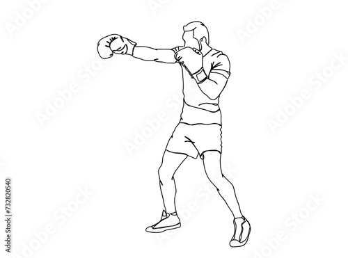 Boxing Player Single Line Drawing Ai, EPS, SVG, PNG, JPG zip file