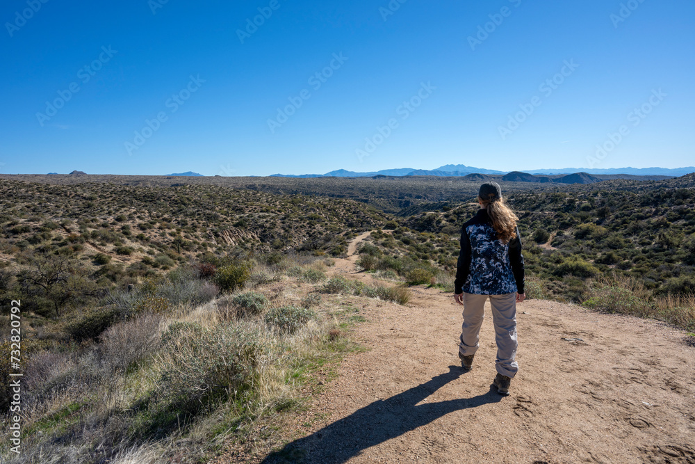 A woman hiking in the Tonoto National forest
