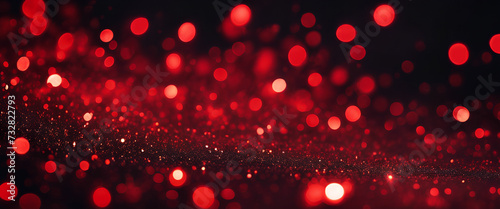 Starry Night Elegance: Red and Black Bokeh with Sparkling Details, Setting the Scene for a Romantic Celebration of Love and Joy - Abstract Red & Black Background