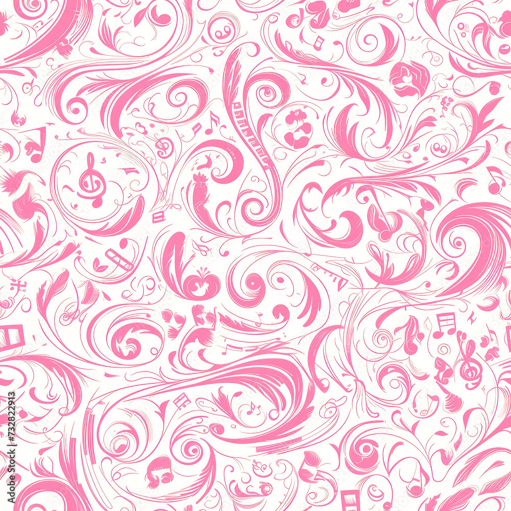 pink abstract patterns music, Seamless tile pattern AI art pink abstract patterns music, Seamless tile pattern AI art