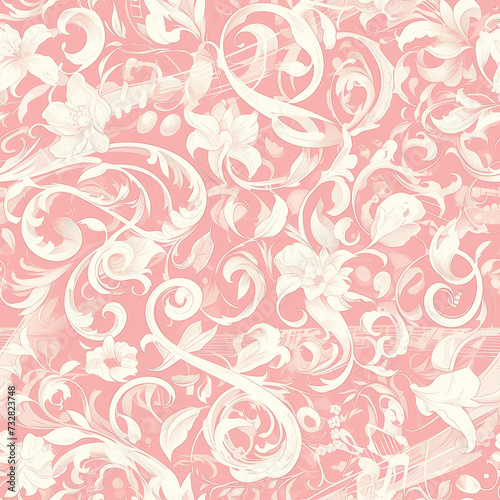 pink abstract patterns music, Seamless tile pattern AI art