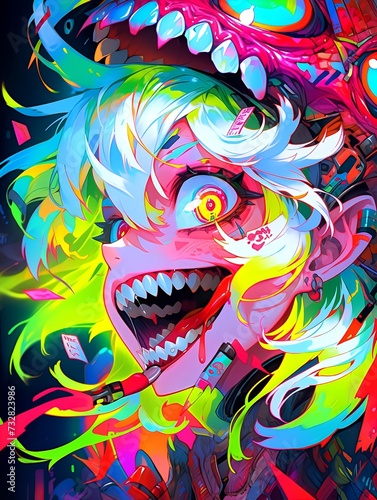 abstract colorful background pop vivid devil ギャル 鬼