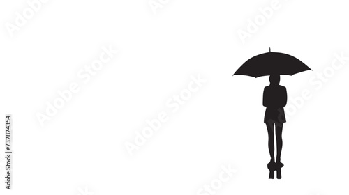 Black figure person with umbrella vector.