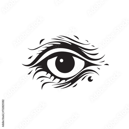 Eye in cartoon, doodle style . Image for t-shirt, web, mobile apps and ui. Isolated 2d vector illustration in logo, icon, sketch style, Eps 10, black and white. AI Generative
