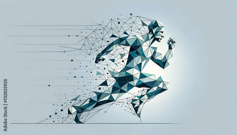 Naklejka premium Geometric Agile Coach guiding agile workflows with minimalist design