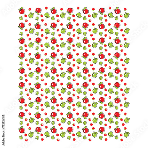 Several green and red apples scattered throughout the image. Vector for silkscreen, dtg, dtf, t-shirts, signs, banners, Subimation Jobs or for any application.