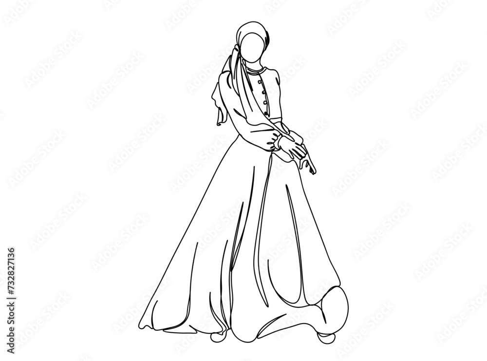Fototapeta premium Woman, Girl Fashion, Clothings Single Line Drawing Ai, EPS, SVG, PNG, JPG zip file