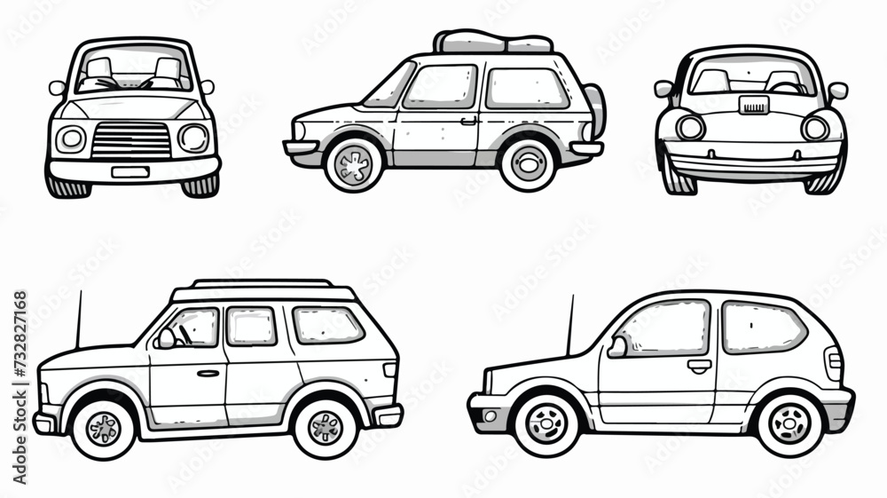 Coloring book. Cartoon clipart cars set for.