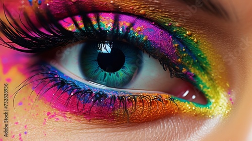 Eye with rainbow makeup. Neural network AI generated art
