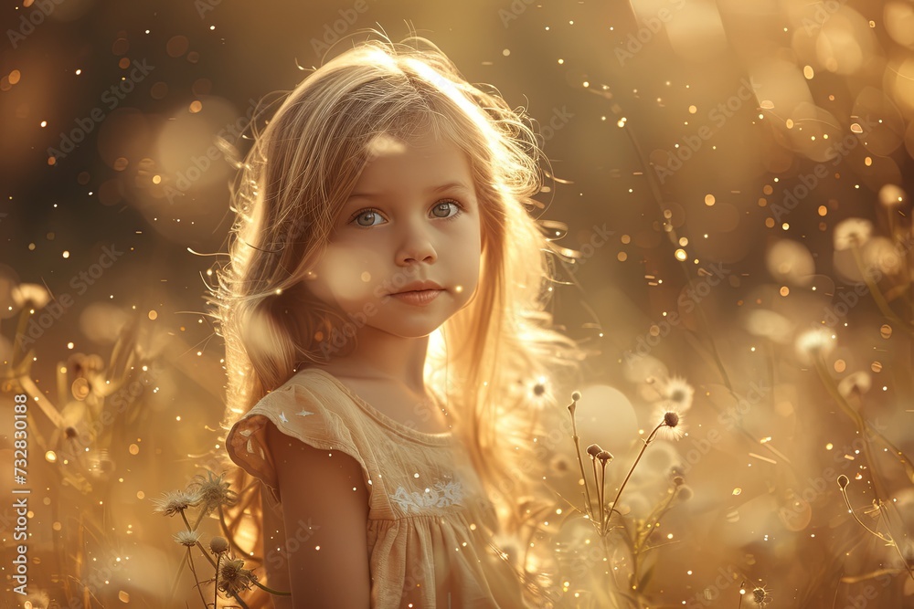 Radiant Summer Bliss: Girl Enjoying the Sun's Warmth in the Field