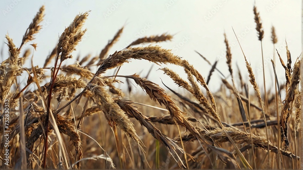 Fototapeta premium Bush of dried grass on plain white background from Generative AI