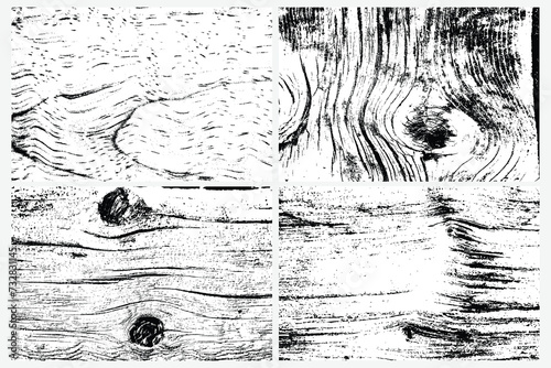 Textured traced wood piece for signs background set. Lumberjack yard trunk pile finds set. Wood mill and logging timber industry background concept. Pine or spruce trees as plywood natural pattern set