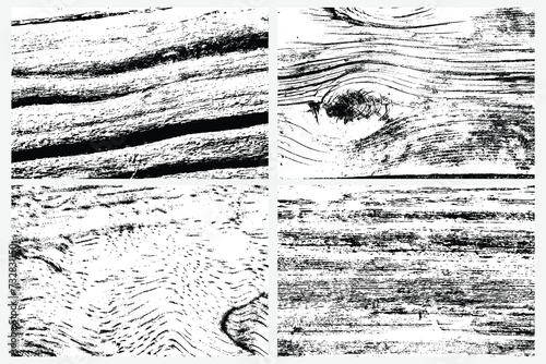 Abstract tree wood surface texture background set. Nature wooden texture collection. Black and white. Vector background design. Forest finds collection, natural tree flat set.