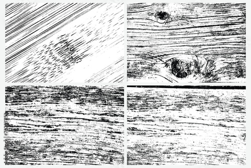 Textured traced wood piece for signs background set. Lumberjack yard trunk pile finds set. Wood mill and logging timber industry background concept. Pine or spruce trees as plywood natural pattern set