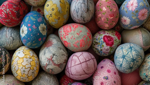 Hand painted floral Easter eggs. Spring holiday decorations
