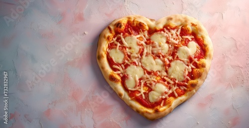 A romantic heart-shaped pizza with melting cheese is perfect for Valentine's dinner