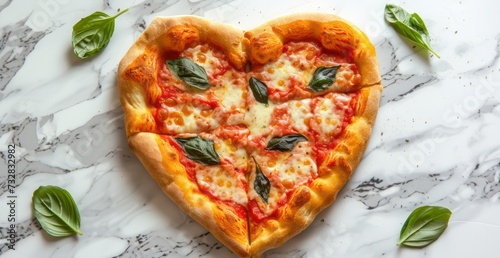 A romantic heart-shaped pizza with melting cheese is perfect for Valentine's dinner